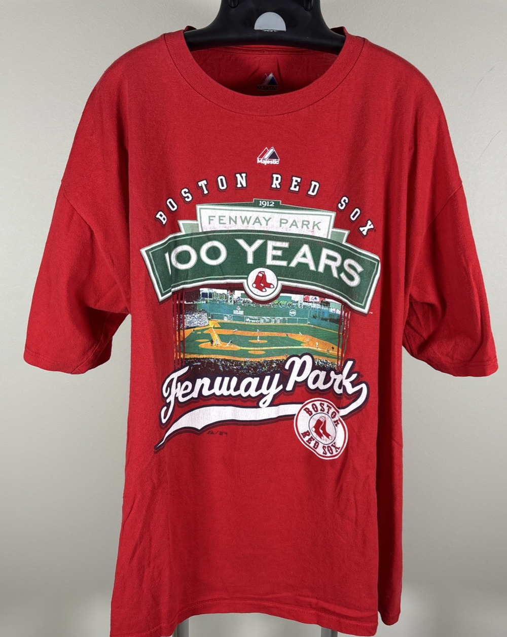 Majestic MLB Boston Red Sox Fenway Park 100 Years Red T- Shirt Men's XL Baseball